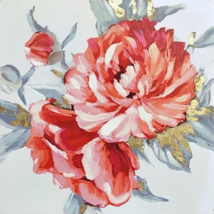 Oil painting Red peony