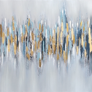 Oil painting Abstract in blue and gold