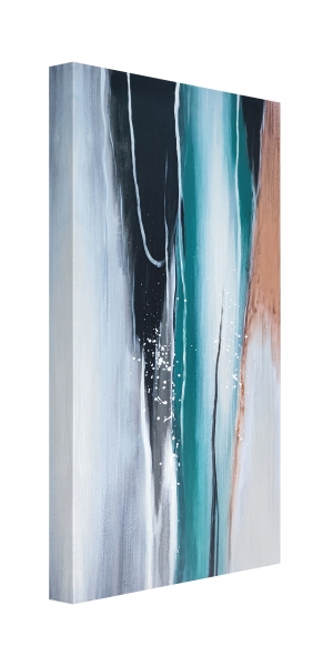 Oil painting Abstract in turquoise and gray