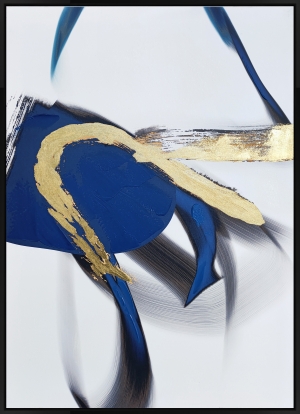 Картина с маслени бои Абстрактно в синьо и златно II
