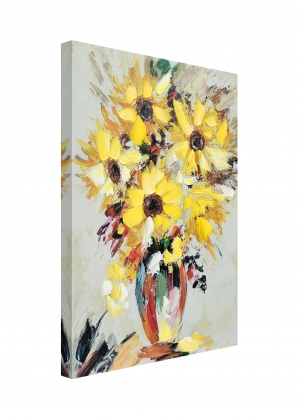 Oil painting Sunflowers and wildflowers