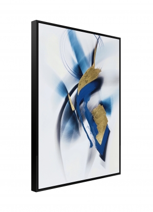 Oil painting Abstract in blue and gold