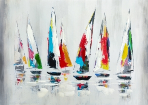 Картина с маслени бои Шарени лодки