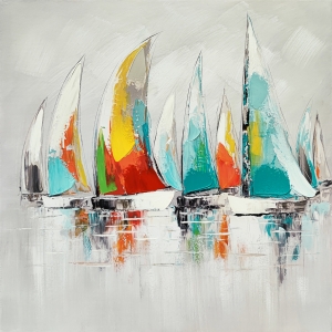 Картина с маслени бои Пъстри лодки