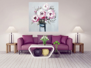 Oil painting Pink peonies