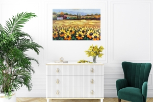 Oil painting Field of sunflowers