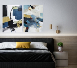 Oil painting Abstract in blue and black