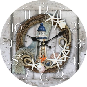 Стенен часовник "Морски елементи" с безшумен часовников механизъм