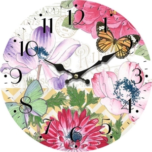 Стенен часовник Цветна градина с безшумен часовников механизъм