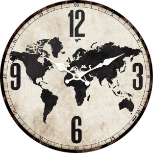 Стенен часовник Карта с безшумен часовников механизъм