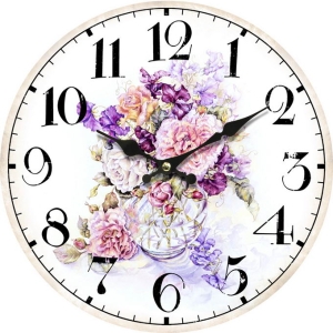 Wall clock Varicolored flowers