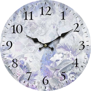 Стенен часовник "Лилава градина" с безшумен часовников механизъм