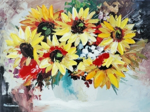 Oil painting Abstract sunflowers