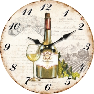 Стенен часовник Бяло вино с безшумен часовников механизъм