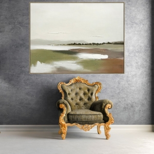 Framed oil painting Lake in the valley 