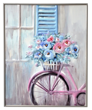 3Д картина от метал - Велосипед пред прозореца