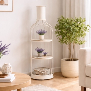 Мебел метална етажерка Бяла бутилка Размер:36,5х123см