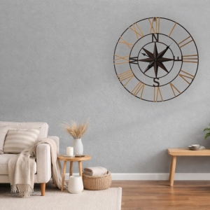 Стенен часовник Компас с безшумен часовников механизъм