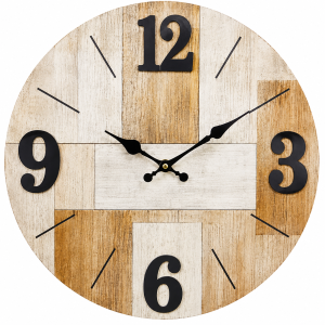 Oak Mosaic Wall Clock with Silent Clock Movement