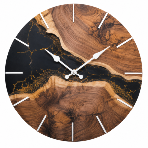 Wall Clock Black Marble with Silent Clock Mechanism
